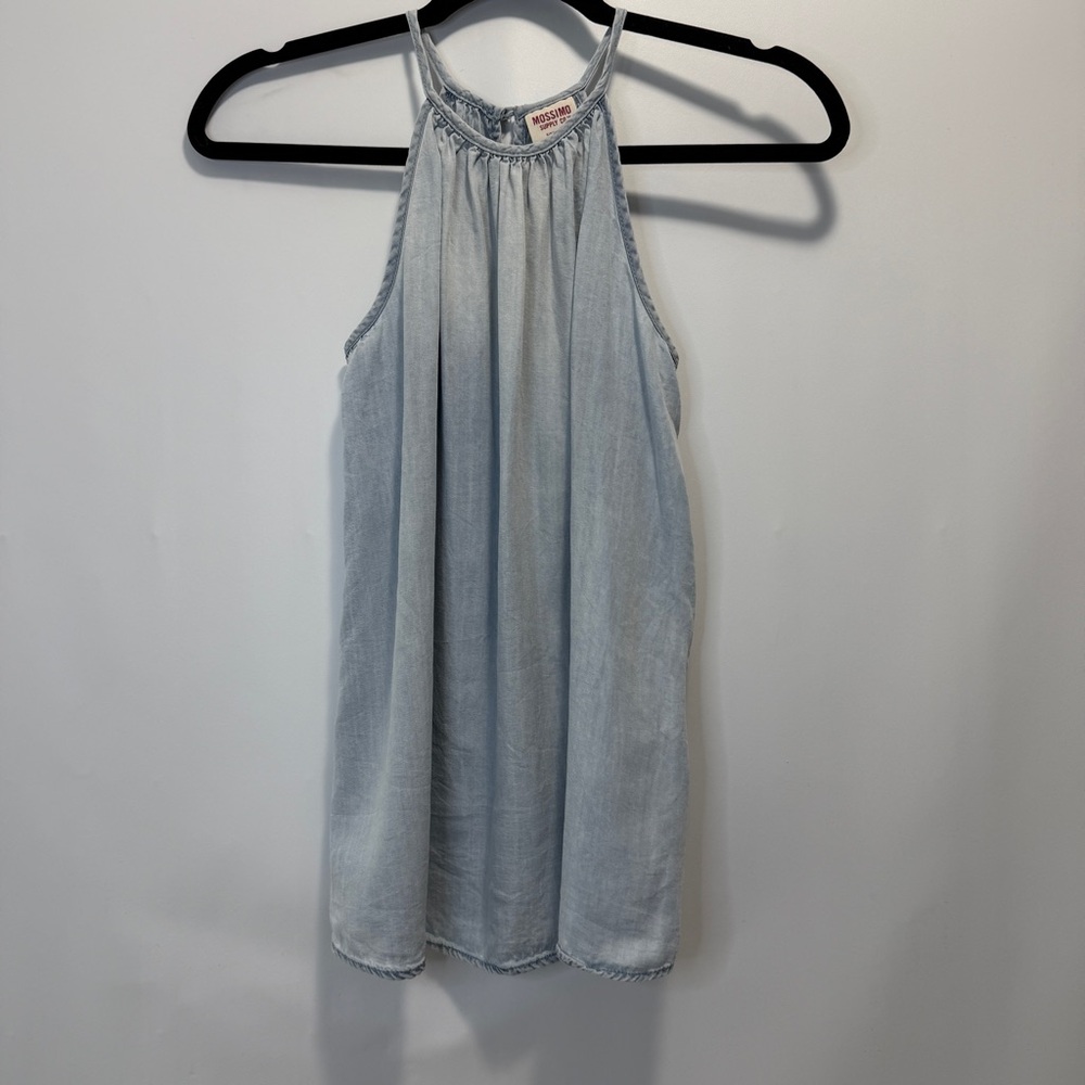 Mossimo Supply Co. Light Blue Halter neck tank denim Like distressed size S